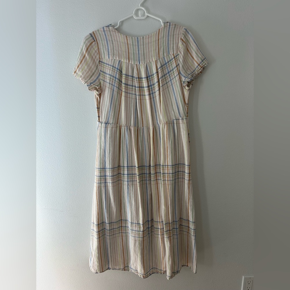 Madewell Linen Clara Midi Dress in Plaid | Size M - Picture 9 of 9